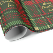 Groen en rood Geplakt Naam Tekst kerstcadeau Cadeaupapier (Rol Hoek)