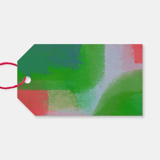 Groen en rood geschilderd Abstract kerstfeest Cadeaulabel (Achterkant Horizontaal)