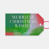 Groen en rood geschilderd Abstract kerstfeest Cadeaulabel (Voorkant (Horizontaal))
