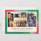 Groen en rood geschilderd Lijst en vijf foto's Feestdagenkaart (Voorkant)