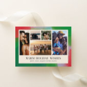 Groen en rood geschilderd Lijst en vijf foto's Feestdagenkaart