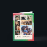 Groen en rood geschilderd Lijst en zeven foto's Feestdagen Kaart<br><div class="desc">Je hoeft niet slechts één foto te kiezen voor deze kunstige en moderne kerstkaart. Een moderne opstelling van zeven van je beste familiefoto's is ingelijst in een rand van een schilderachtig en gestructureerd lijst in feestelijke tinten groen, rood en bleek blauw in een raster van warm romig wit. De verfijnde...</div>