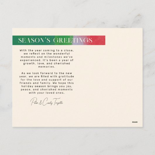 Groen en rood geschilderd Lijst en zeven foto's Feestdagenkaart (Achterkant)