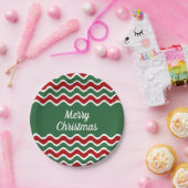 Groen en rood gestreepte vrolijke kerst papieren bordje (Feest)