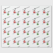 Groen en rood gondels kerstinpakpapier. cadeaupapier (Vlak)