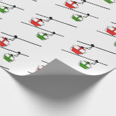 Groen en rood gondels kerstinpakpapier. cadeaupapier (Hoek)