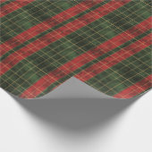 Groen en Rood Grid Kerstpatroon Cadeaupapier (Hoek)