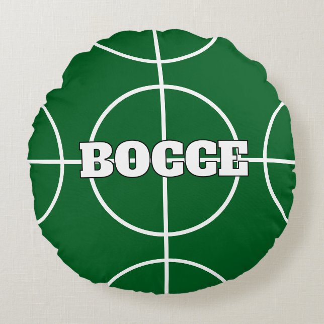 Groen en Rood Italiaans Bocce Ball rond kussen (Voorkant)