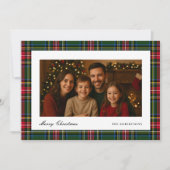 Groen en rood kariert foto feestdagenkaart (Voorkant)