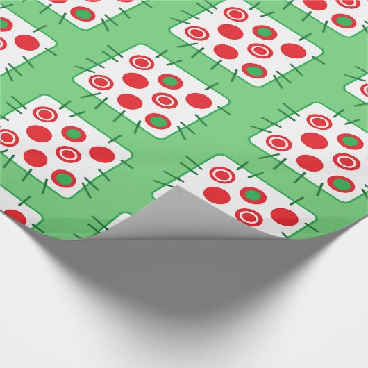 Groen en rood kerstcadeautje voor het land cadeaupapier (Hoek)