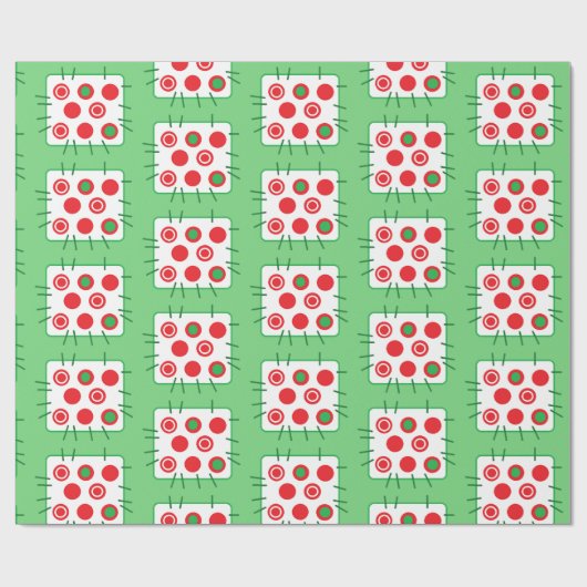 Groen en rood kerstcadeautje voor het land cadeaupapier (Vlak)