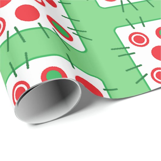 Groen en rood kerstcadeautje voor het land cadeaupapier (Rol Hoek)