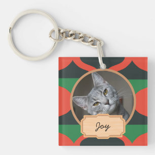 Groen en rood kerstfeest Aangepaste foto Foto Sleutelhanger