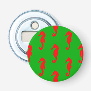 Groen en rood kerstfeest op de kust button flesopener