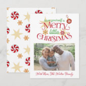  Groen en Rood Kerstmis Familie Foto Briefkaart (Voorkant / Achterkant)