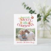  Groen en Rood Kerstmis Familie Foto Briefkaart (Staand voorkant)