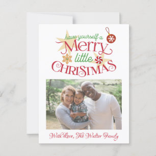  Groen en Rood Kerstmis Familie Foto Briefkaart