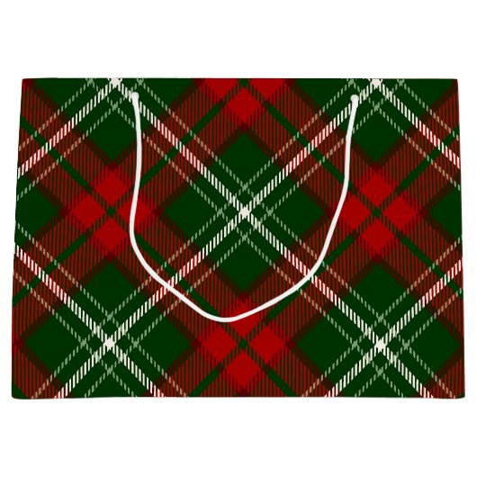 Groen en rood kerstpatroon groot cadeauzakje (Voorkant)