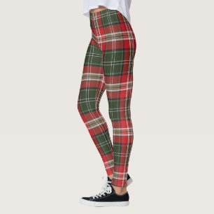 Groen en rood Koninklijk Stewart Tartan Leggings