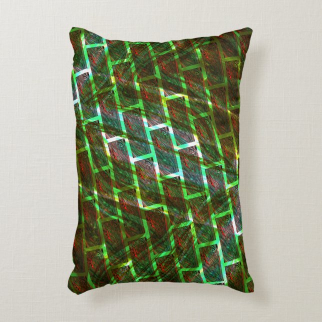 Groen en rood, krassen en wandeffect accent kussen (Voorkant(Verticaal))