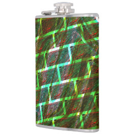 Groen en rood, krassen en wandeffect heupfles