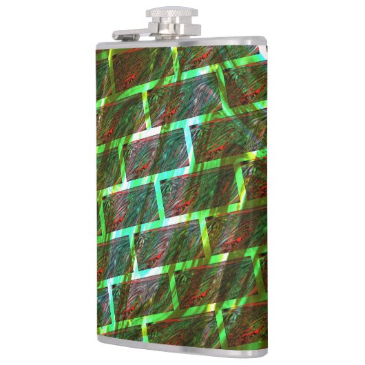 Groen en rood, krassen en wandeffect heupfles (Links)