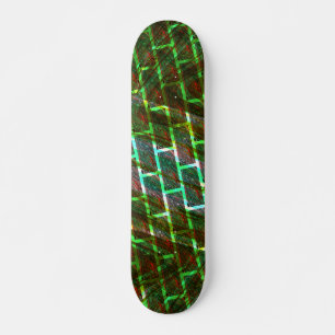 Groen en rood, krassen en wandeffect persoonlijk skateboard