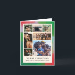 Groen en rood kunstig geschilderde lijst en zeven  feestdagen kaart<br><div class="desc">U hoeft maar één foto te kiezen voor deze kunstzinnige en moderne kerstkaart. Een moderne opmaak van zeven van uw beste familiefoto's wordt omlijst door een rand van een geschilderde en textuurlijst in vrolijke tinten groen, rood en lichtblauw binnen een raster van warm crèmekleurig wit. De verfijnde maar niet al...</div>