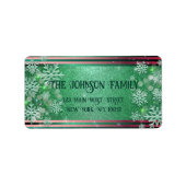 Groen en rood-magische kerstwinter Wonderland Etiket (Voorkant)