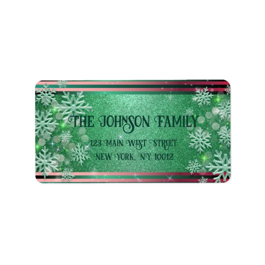 Groen en rood-magische kerstwinter Wonderland Etiket (Voorkant)