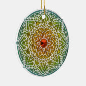 Groen en Rood Mandala Kerstornament Keramisch Ornament (Rechts)