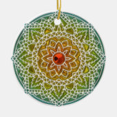  Groen en Rood Mandala Kerstornament Keramisch Ornament (Voorkant)