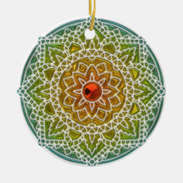  Groen en Rood Mandala Kerstornament Keramisch Ornament