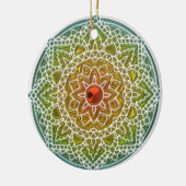 Groen en Rood Mandala Kerstornament Keramisch Ornament (Links)