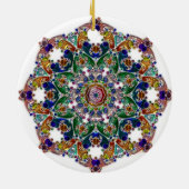 Groen en Rood Mandala Kerstornament Keramisch Ornament (Achterkant)
