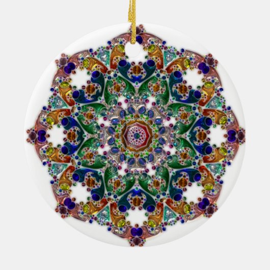  Groen en Rood Mandala Kerstornament Keramisch Ornament (Achterkant)
