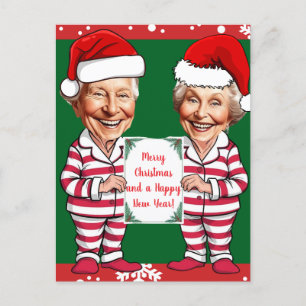 Groen en rood Oma en Opa Xmas Briefkaart
