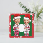 Groen en rood Oma en Opa Xmas Kaart (Staand voorkant)