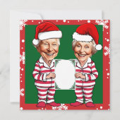 Groen en rood Oma en Opa Xmas Kaart (Voorkant)