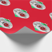 Groen en rood Ornament rood inpakpapier (Hoek)