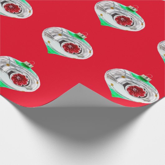 Groen en rood Ornament rood inpakpapier (Hoek)
