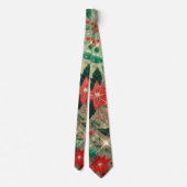 Groen en rood Poinsettia Kerstmis Stropdas (Achterkant)