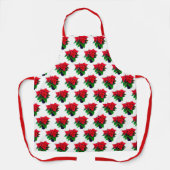 Groen en rood Poinsettia Plant Patroon op wit Schort (Voorkant)