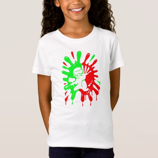 Groen en rood schildpad en mascotte t-shirt (Voorkant)