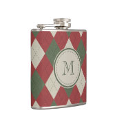 Groen en rood slippatroon met monogram heupfles (Rechts)