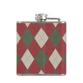 Groen en rood slippatroon met monogram heupfles (Achterkant)