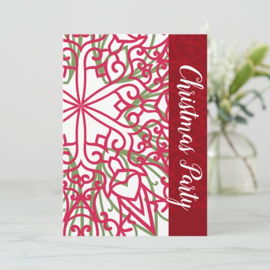 Groen en rood Snowflake Kerstmis Modern Kaart (Staand voorkant)