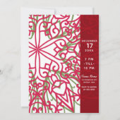 Groen en rood Snowflake Kerstmis Modern Kaart (Achterkant)