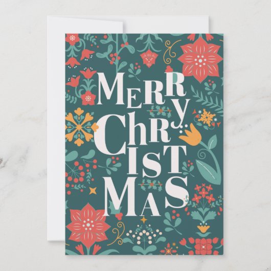 Groen en Rood Stijlvol Vrolijk Kerstfeest Feestdagenkaart (Voorkant)