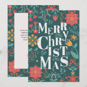 Groen en Rood Stijlvol Vrolijk Kerstfeest Feestdagenkaart (Voorkant / Achterkant)